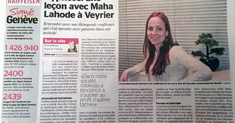 Temet Nosce - Tribune de Genève - Hypnose: une leçon avec Maha Lahode à Veyrier